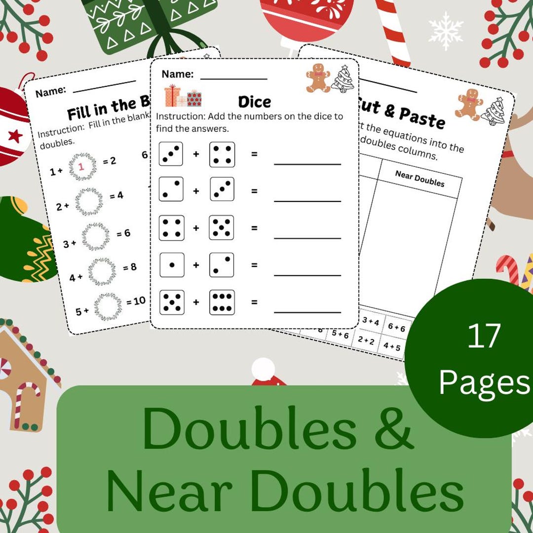 Doubles and Near Doubles Within 20 Worksheet - Etsy
