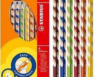 Crayon ergonomique Stabilo 6 couleurs facile pour gauchers