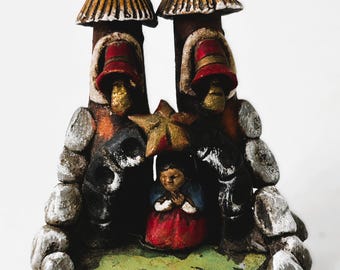 Statuetta da tavolo in argilla, arte popolare sudamericana Vintage