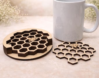 Beehive Honeycomb Coaster SVG Laser Template (Digital Download)