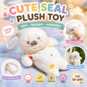 Cute Seal Plush Toy Stress Relief Bean Bag Keychain Tiny Gifts Hanging Rope| Tiny Plush Toys Baby