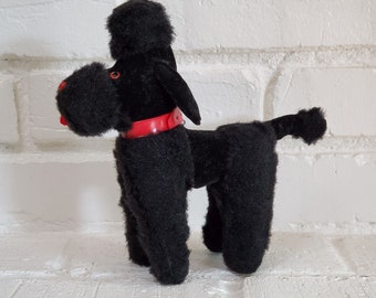 Vintage Black Poodle Dog Plush Toy  - Made in Japan