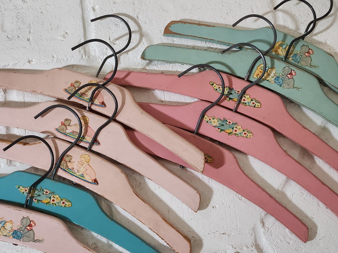 Vintage Wood Children's Clothing Hangers Set Etsy