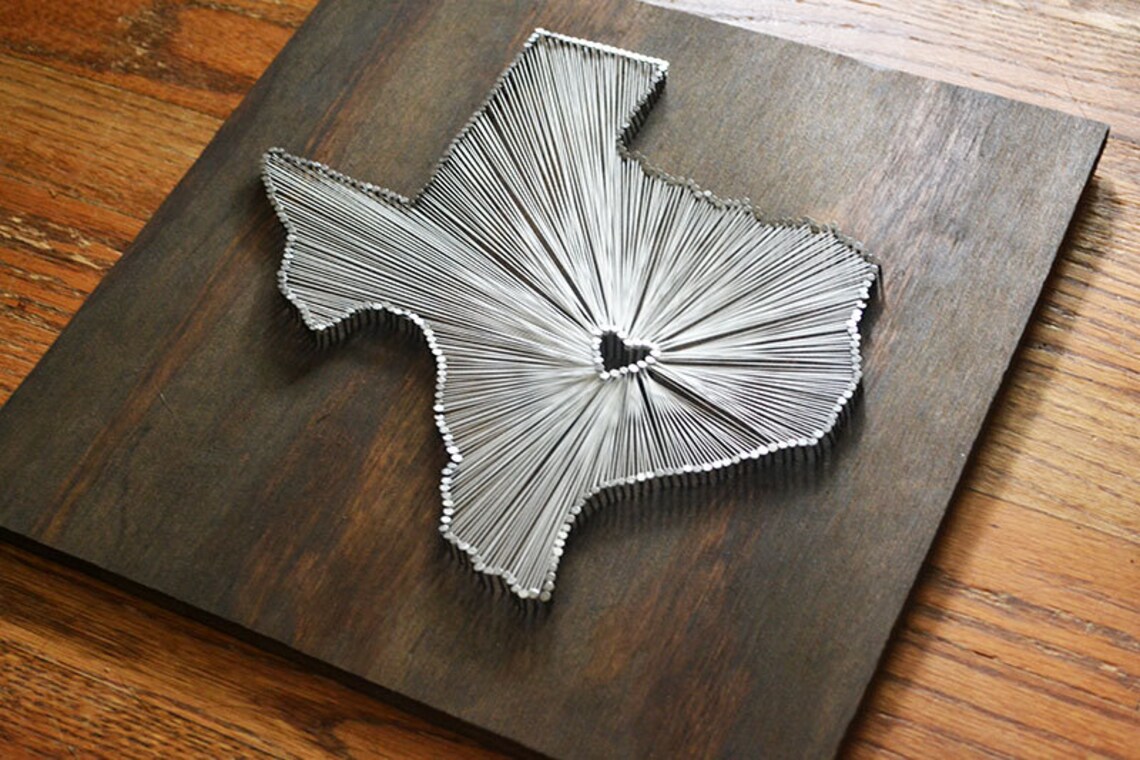 Stained Texas State String Art Austin Texas Stained Nail Etsy