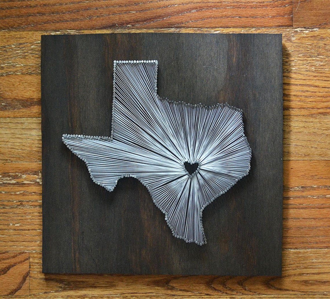 Stained Texas State String Art Austin Texas Stained Nail Etsy