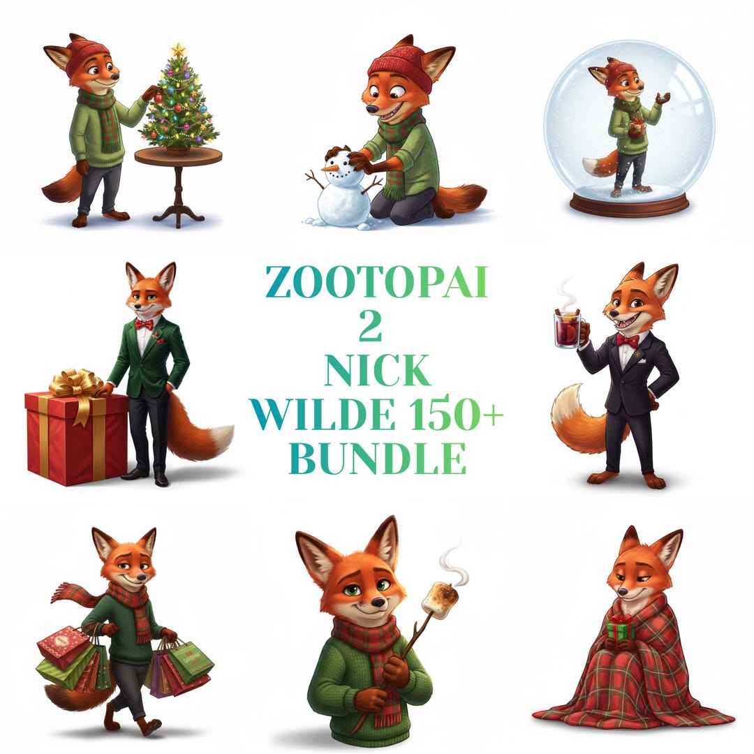 Zootopia 2 Nick Wilde PNG Bundle, Zootopia Disney Film Digital Png Set ...