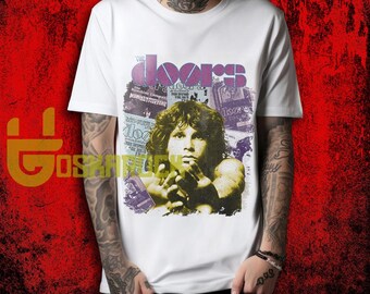 Koszulka zespołu The Doors, koszulka psychodelicznego rocka z lat 70., koszulka unisex z grafiką z gadżetami zespołu w stylu retro