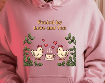 Stardew Valley Shirt Fueled By Tea, Valentine's Day Gift, Cozy Gaming Sweatshirt, Stardew Valley Gift, Gamer Gift Idea, Pelican Town Shirt