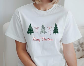 プレッピーなクリスマスツリーPNG、クリスマスコケットリボンPNG、メリークリスマスシャツのデザイン、コケットメリークリスマスPNG、デジタルダウンロード