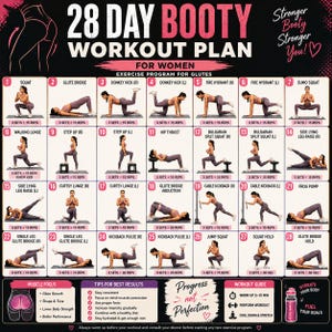 28 Day Booty Workout Plan for Women, Exercise Program for Glutes