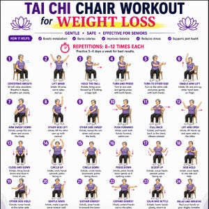 Tai Chi Chair Workout Weight Loss | 30 Day Chair Exercise Plan, Senior Wellness Printable Guide