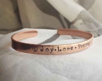 Copper Metal Bracelets -Hand Stamped -Inspirational Wording - Customizeable