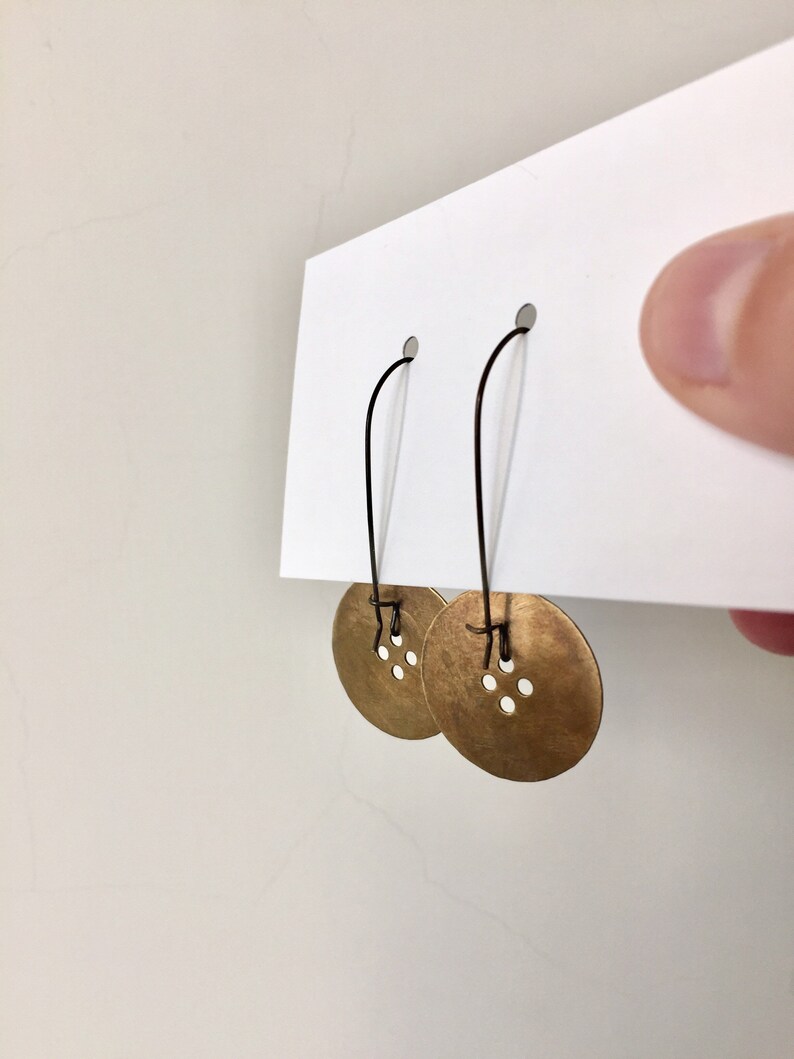 Dandelion Button Earrings in Brass image 7