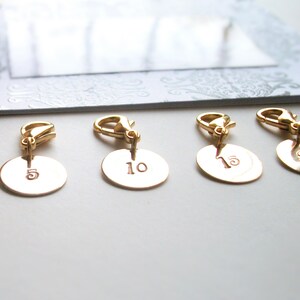 Removable Knit Stitch Markers. Row Marker. Row Counter. Knitters Gift Set of Four, Round, Brass. image 5