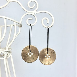 Dandelion Button Earrings in Brass image 6