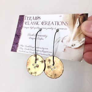 Dandelion Button Earrings in Brass image 1