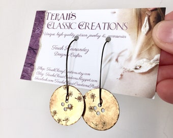 Dandelion Button Earrings in Brass