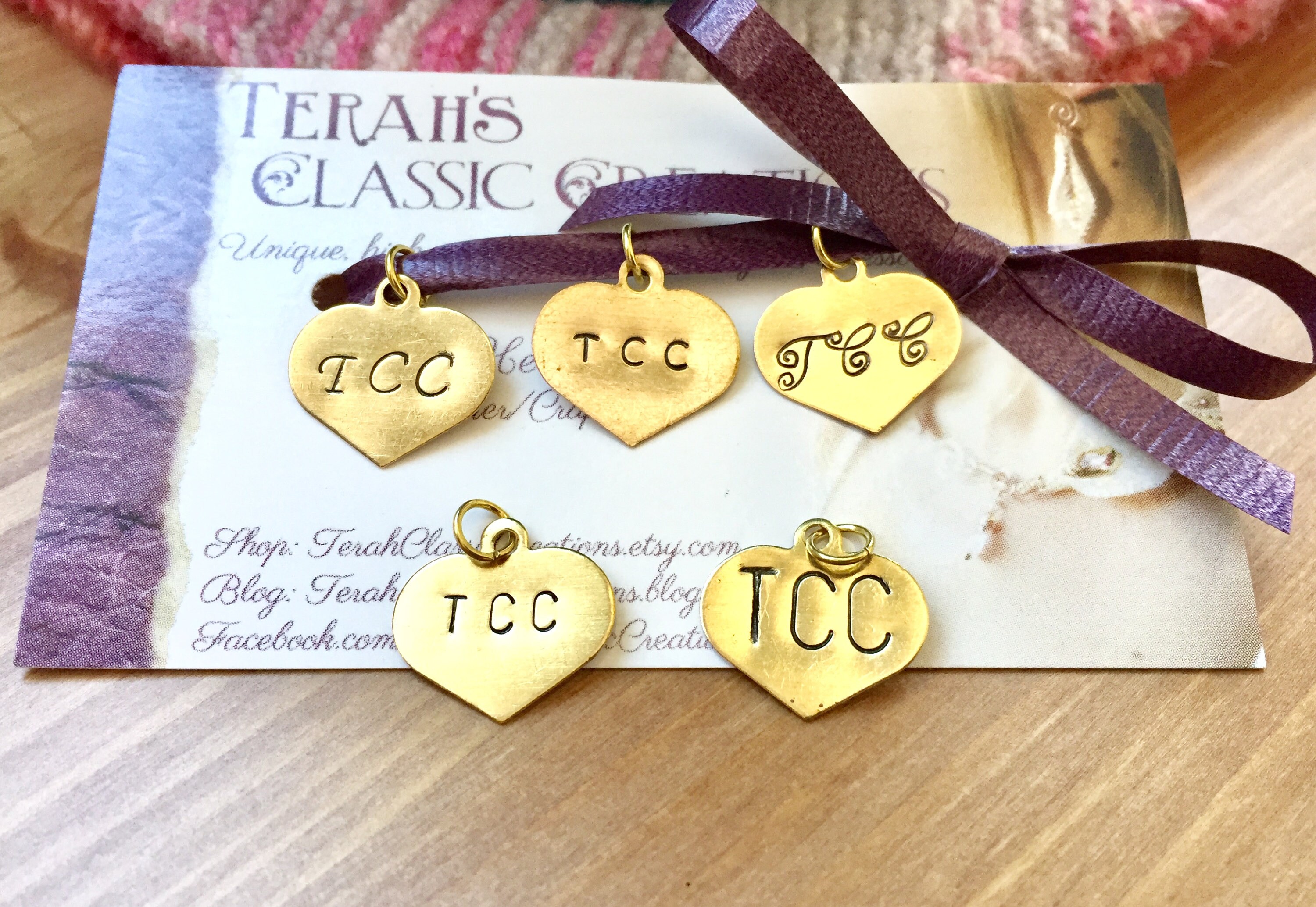 Personalized Jewelry Tag Hand Stamped Brass Heart Etsy