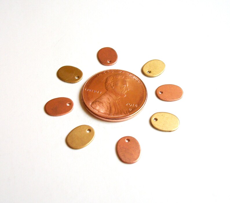 Small Personalized Metal Jewelry Tag Oval in Gold or Copper Etsy