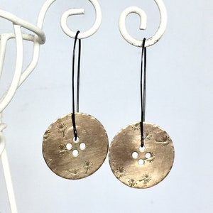 Dandelion Button Earrings in Brass image 3