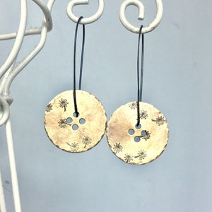 Dandelion Button Earrings in Brass image 4