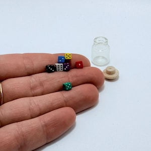 Miniature Jar With Dices, Clear Glass, Tabletop Gaming Theme
