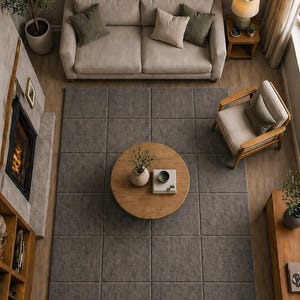 Handmade Patchwork Area Rug – Warm Taupe & Earthy Brown Minimalist Carpet.