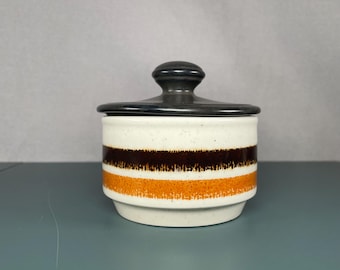 Biltons England vintage suikerpot bruinoranje retro gestreept aardewerk