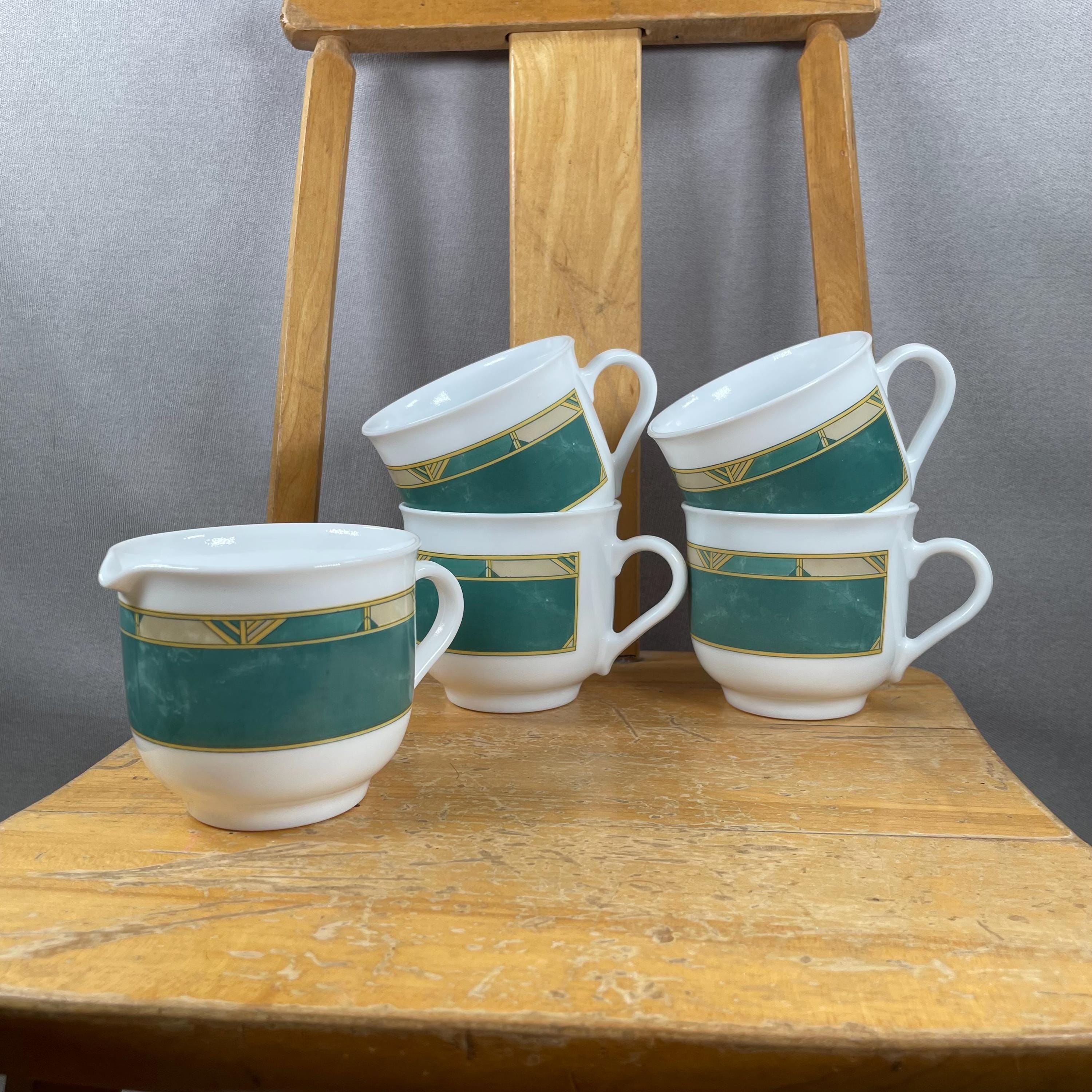 5 tasses mobil 1972 designer jean-charles meunier éditeur arcopal Verre Floral,Végétal - Vendu