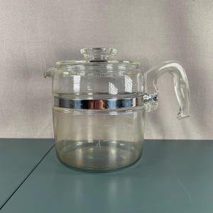 Vintage Pyrex Flameware Glass Percolator 6 Cup coffee | POT & LID ONLY 7756 B