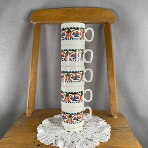 Vintage Pagnossin Treviso Stackable Demitasse Espresso Cups | Set of 5 Italian Retro Mugs