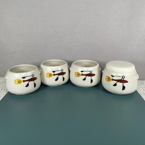 Juego de 4 ollas de cerámica vintage West Bend para frijoles, estilo MCM (Mediados de Mayo).