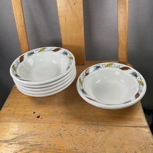 Vintage Grindley Duraline Country Fair Nappy Bowls Set of 6 | 1970s Autumn Leaves Fruit Dishes