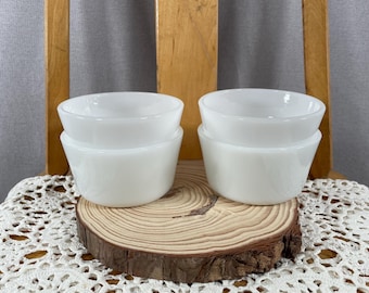 Milk Glass Custard Cups Set of 4 | Vintage White Ramekins GlasBake