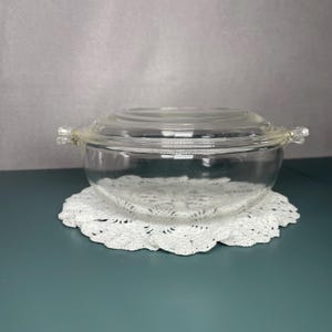 Pyrex #019 Klarglasgryta 600 ml med lock Vintage rund miniugn