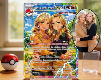 Personalized Mother’s Day Pokemon Card, Custom Pokemon Photo Cards, Gifts for Gamer Mom, Mother’s Day Gift, Custom Pokemon Trainer Card