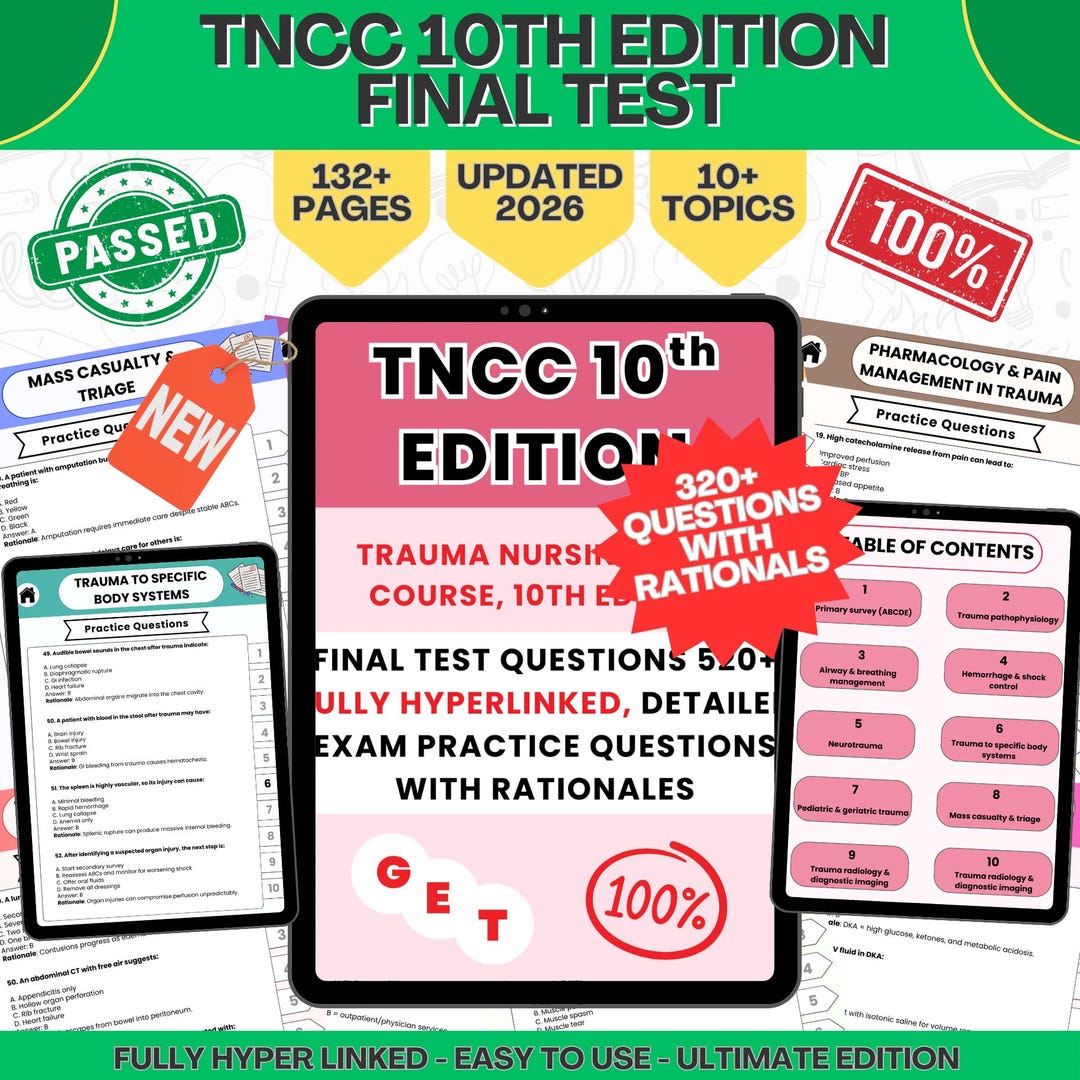 TNCC 10th Edition Final Exam Prep 2026: 520+ Questions & Answers ...