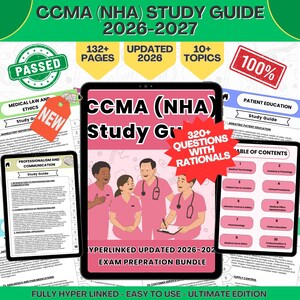 Studiehandledning för NHA-examen för medicinsk assistent 2026-2027 | Förberedande anteckningar för CCMA (digital nedladdning i PDF-format)