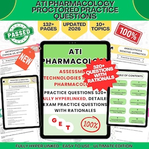 ATI Pharmacology RN Proctored Exam Practice 2026: 520+ Q&A, Hyperlinked (Digital Download)