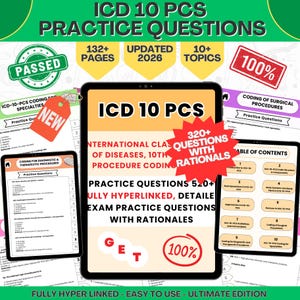 ICD-10-PCS Practice Test 2026 - 2027: 520+ Exam Questions - 132+ Pages, Hyperlinked (Digital Download)