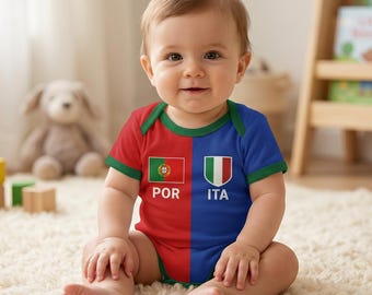 Custom Two-Team Soccer Baby Bodysuit, House Divided Football Toddler Shirt , Personalized Soccer Baby Jersey