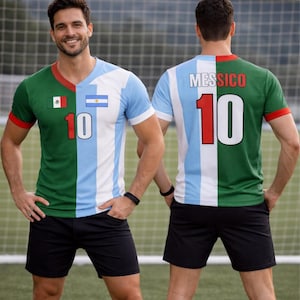 Custom Half and Half Soccer Jersey, Personalized Binational Football Shirt, Name & Number