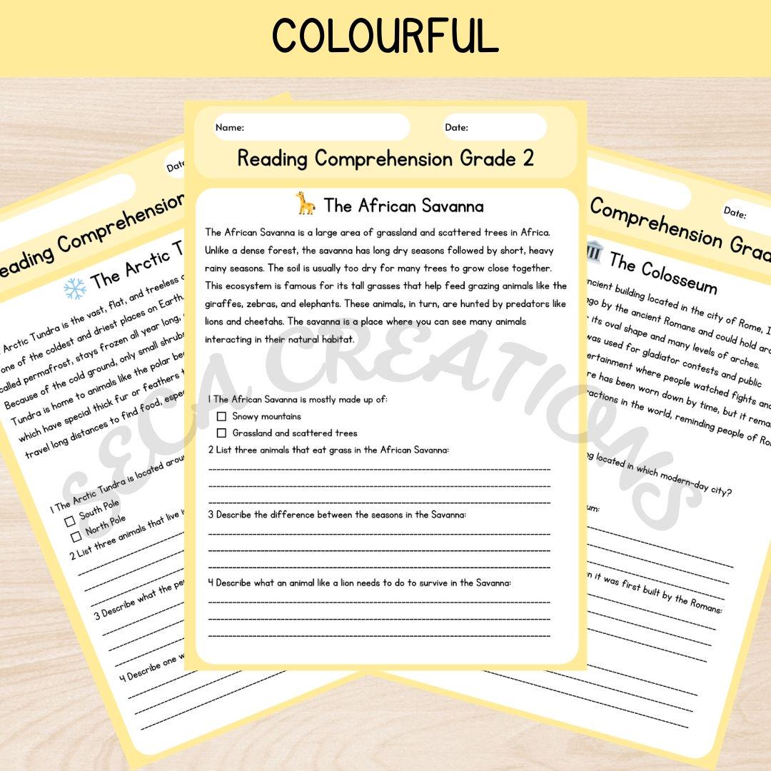 30 Reading Comprehension Worksheets Grade 2 | Places Around the World ...
