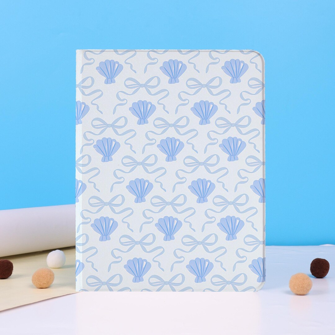 Blue Shell Bow New iPad Case With Pen Slot: A16, Air M4 2026,mini6/7 ...