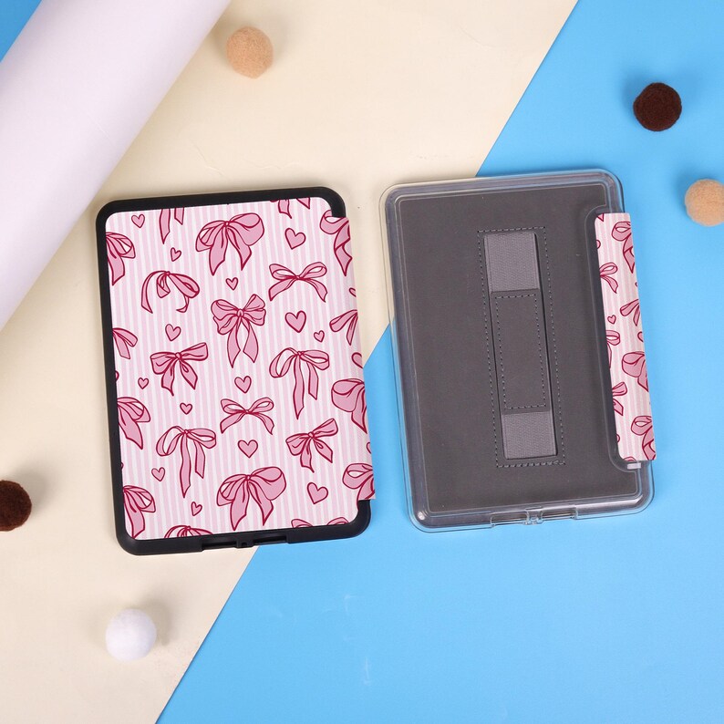 Pink Bow E-reader Case With Hand Strap: Kindle 8/10/11/12th,paperwhite ...