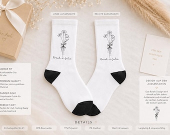 Gepersonaliseerde trouwsokken | Bruidssokken met namen | Cadeau voor vrijgezellenfeest | Cadeau voor bruidsmeisje | Bruidsmeisjessokken