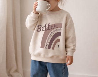 Baby Sweatshirt Regenbogen Herz–Matching Family Outfit“Better Together”–Geschenk Geburt Patentante Muttertag Vatertag Baby Matching Outfit