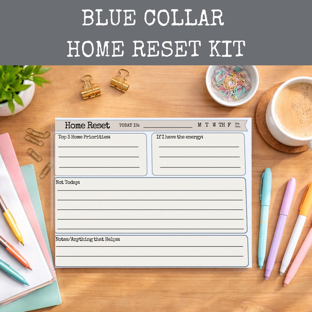 Blue Collar Home Reset Kit | Printable Planner for Overwhelmed Moms ...