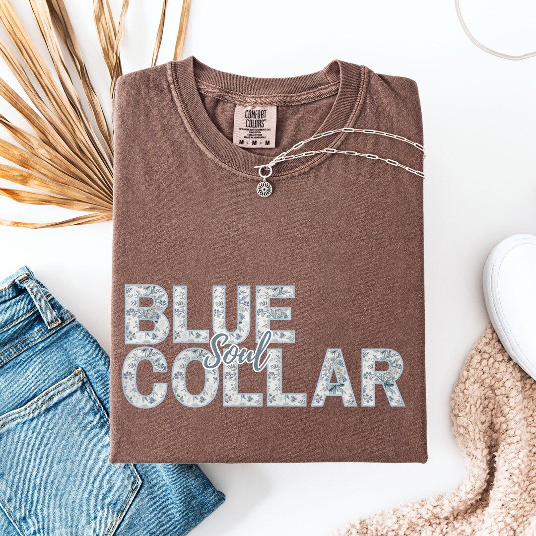 French Blue Toile Blue Collar Soul PNG, Vintage Blue Collar PNG ...