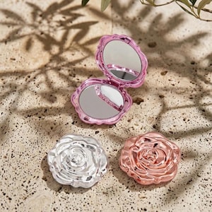 Rosen Blumen Taschenspiegel | Doppelseitiger, klappbarer Schminkspiegel